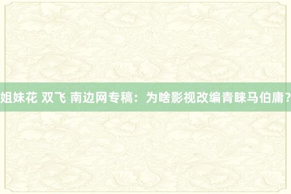 姐妹花 双飞 南边网专稿：为啥影视改编青睐马伯庸？